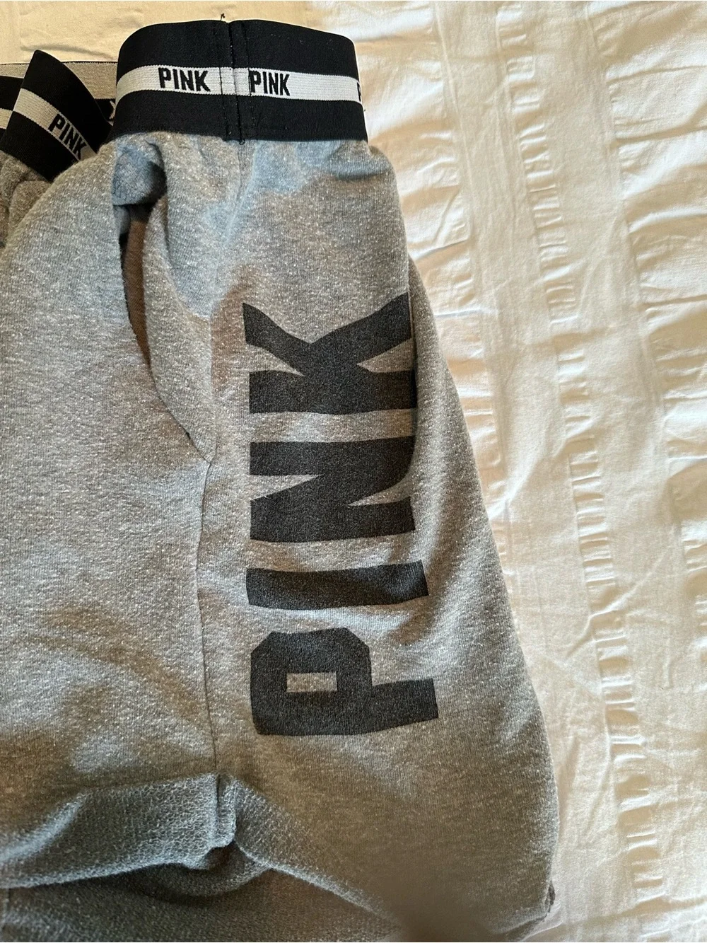 PINK Victoria’s Secret Gray Logo Waistband Dolphin Lounge Shorts S